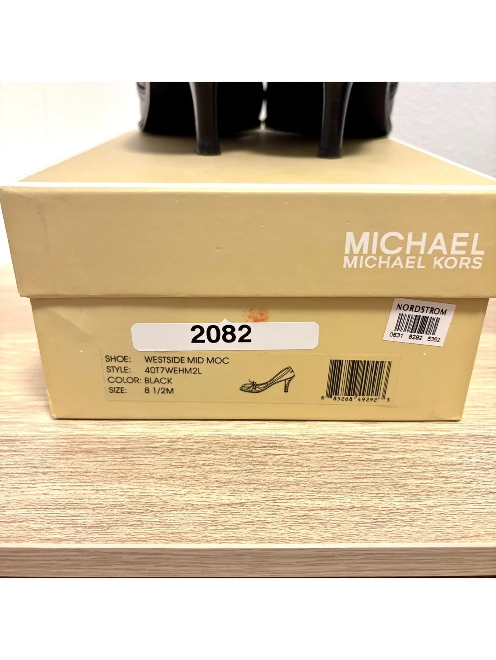 Michael Kors Westside Mid Moc Black Leather Loafers Pumps Heels Size 8.5 M Box
